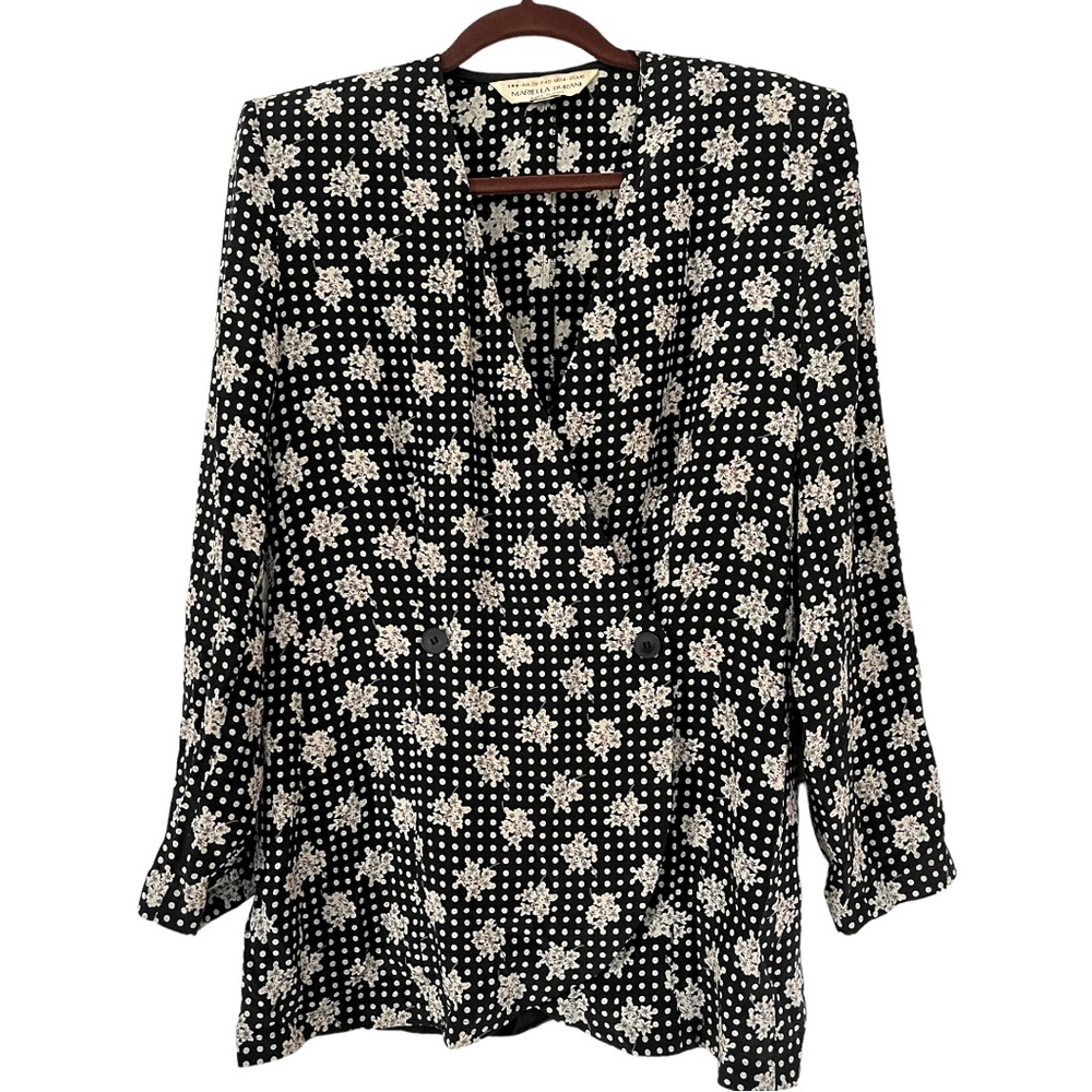 Vintage 80s Mariella Burani 100% Silk Soft Blazer Blouse Made in Italy, Size 10